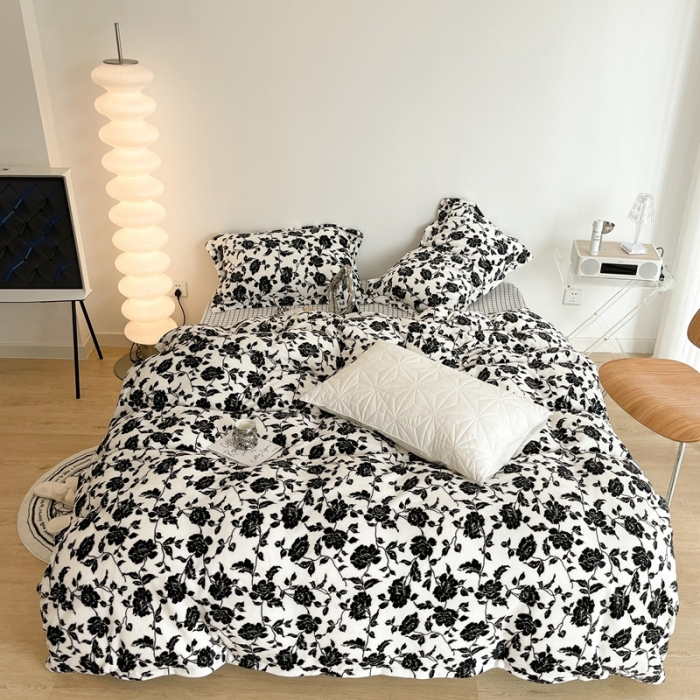 91家纺网 家纺一手货源 找家纺 昔可家纺 2021新款牛奶绒四件套-二批 干枯玫瑰