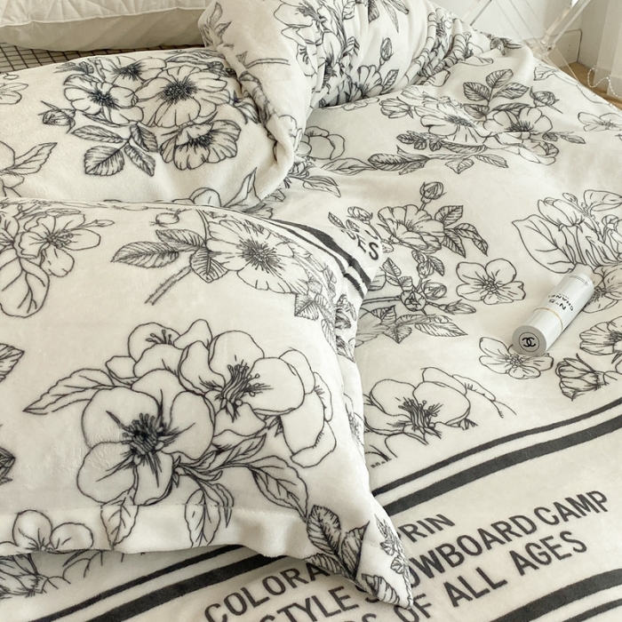 91家纺网 家纺一手货源 找家纺 昔可家纺 2021新款牛奶绒四件套-二批 黑茶