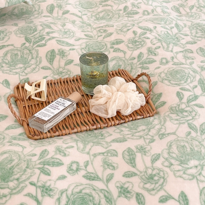 91家纺网 家纺一手货源 找家纺 昔可家纺 2021新款牛奶绒四件套-二批 手绘山茶绿