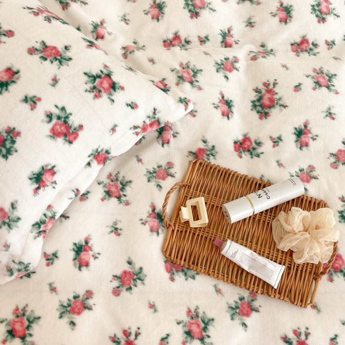 91家纺网 家纺一手货源 找家纺 昔可家纺 2021新款牛奶绒四件套-二批 甜美小碎花