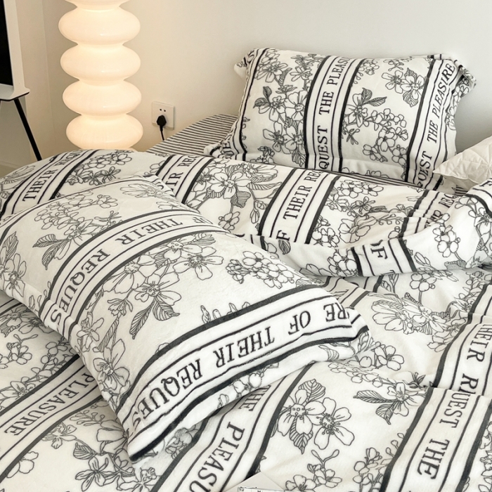 91家纺网 家纺一手货源 找家纺 昔可家纺 2021新款牛奶绒四件套-二批 优雅生活