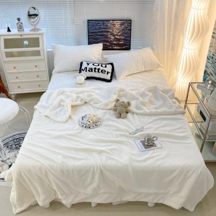 91家纺网 家纺一手货源 找家纺 （总）昔可家纺 2021新款素色牛奶绒羊羔绒毛毯