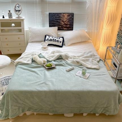 91家纺网 家纺一手货源 找家纺 （总）昔可家纺 2021新款素色牛奶绒羊羔绒毛毯