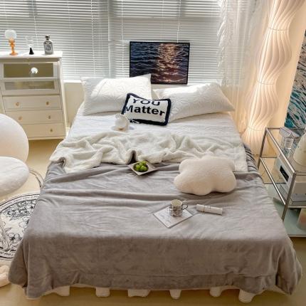 91家纺网 家纺一手货源 找家纺 （总）昔可家纺 2021新款素色牛奶绒羊羔绒毛毯