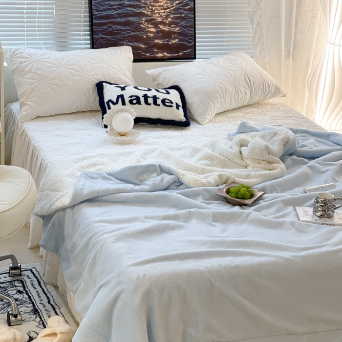 91家纺网 家纺一手货源 找家纺 （总）昔可家纺 2021新款素色牛奶绒羊羔绒毛毯