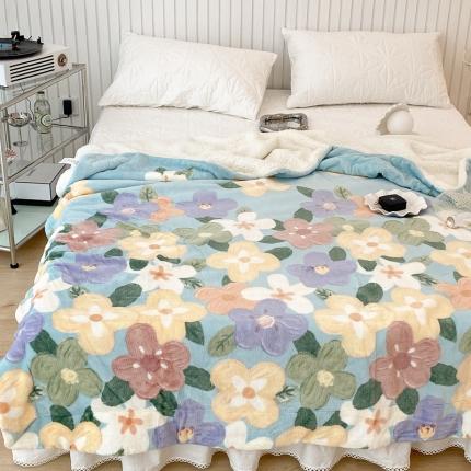 昔可家纺 2021新款牛奶羊羔绒印花毯 油画花园