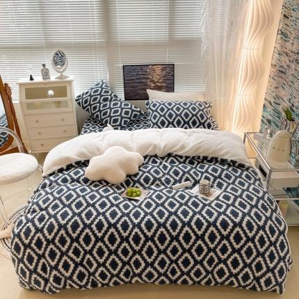 91家纺网 家纺一手货源 找家纺 （总）昔可家纺 2021新款泰迪羊羔绒印花四件套