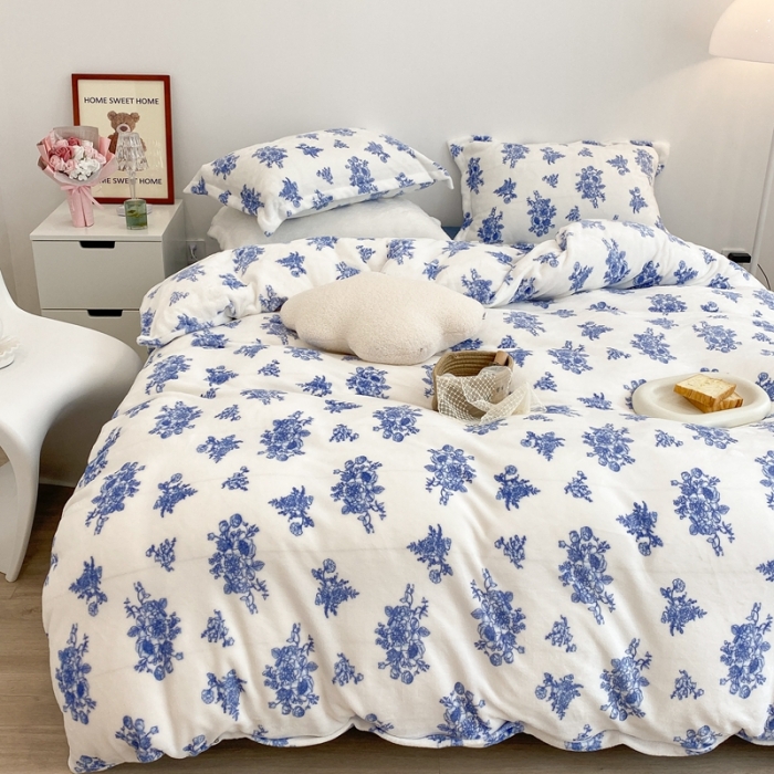 91家纺网 家纺一手货源 找家纺 昔可家纺 2021新款牛奶绒四件套-三批 浮生若梦