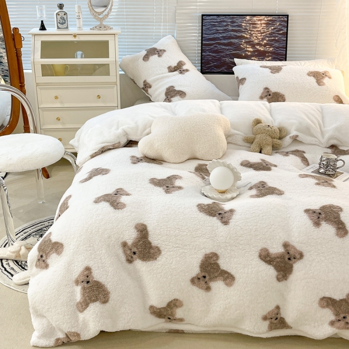 91家纺网 家纺一手货源 找家纺 （总）昔可家纺 2021新款泰迪羊羔绒印花四件套