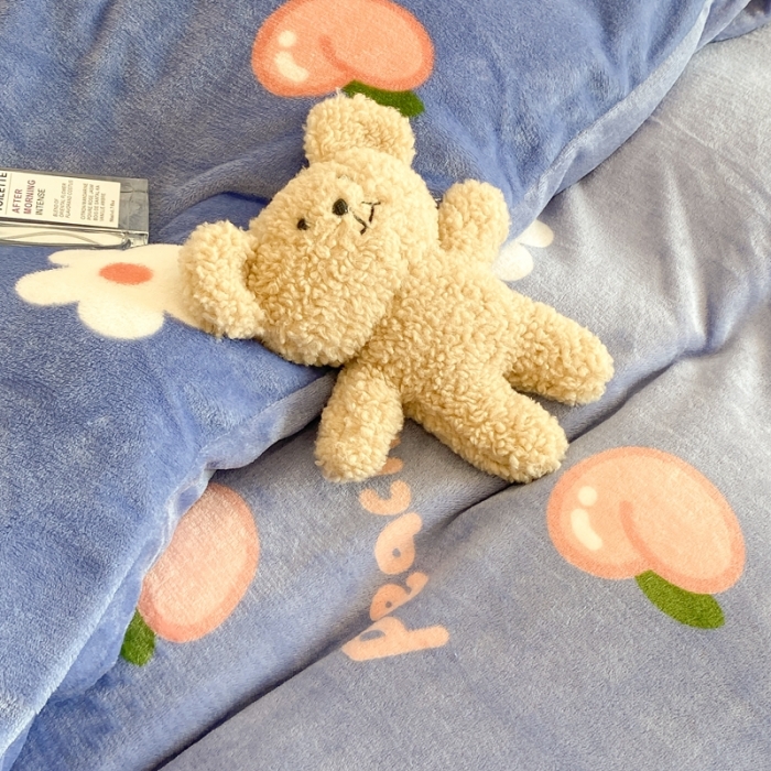 91家纺网 家纺一手货源 找家纺 昔可家纺 2021新款牛奶绒四件套-三批 花朵蜜桃新