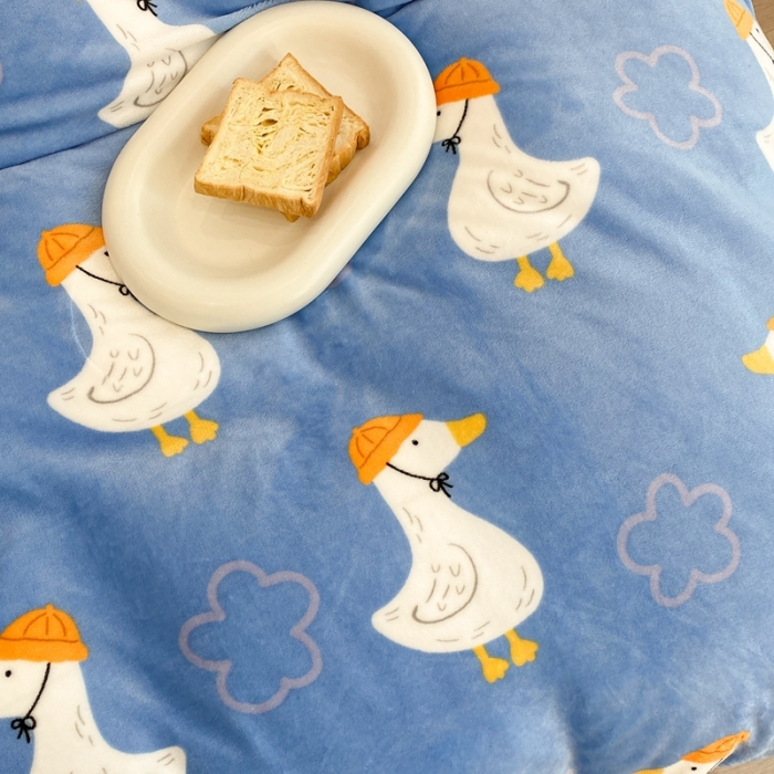 91家纺网 家纺一手货源 找家纺 昔可家纺 2021新款牛奶绒四件套-三批 花朵鸭