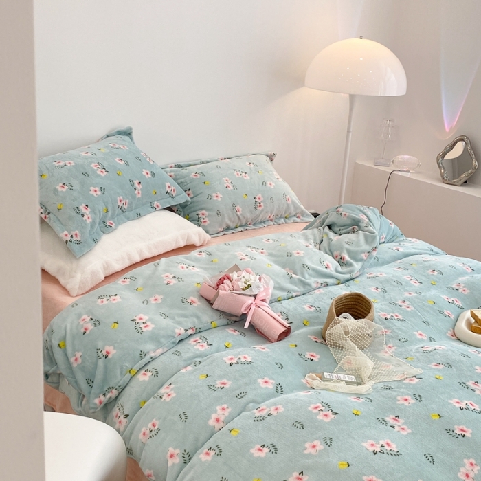 91家纺网 家纺一手货源 找家纺 昔可家纺 2021新款牛奶绒四件套-三批 花漾