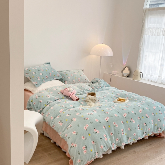 91家纺网 家纺一手货源 找家纺 昔可家纺 2021新款牛奶绒四件套-三批 花漾