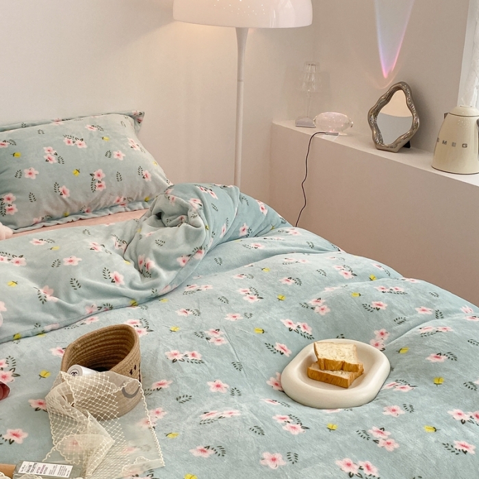 91家纺网 家纺一手货源 找家纺 昔可家纺 2021新款牛奶绒四件套-三批 花漾