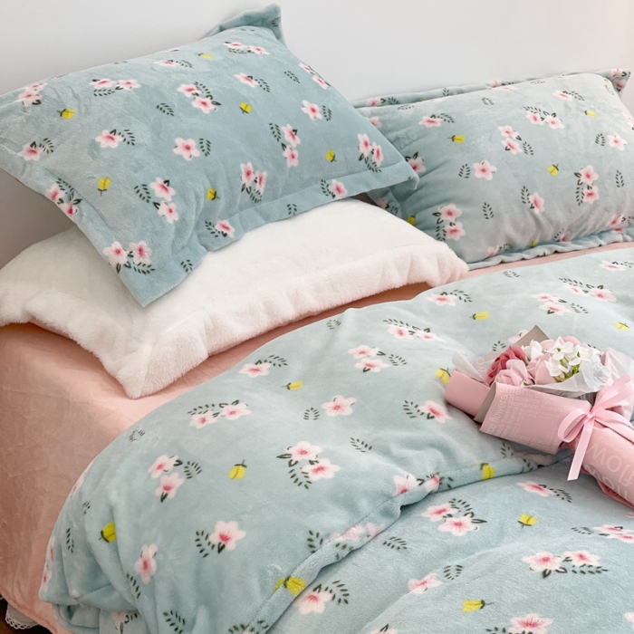 91家纺网 家纺一手货源 找家纺 昔可家纺 2021新款牛奶绒四件套-三批 花漾