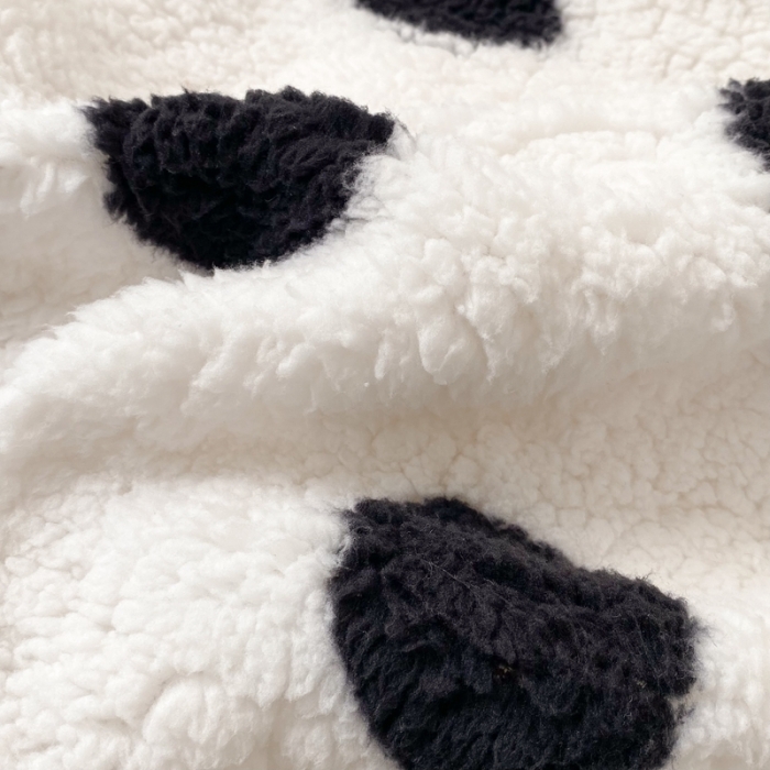 91家纺网 家纺一手货源 找家纺 昔可 2021新款泰迪羊羔绒四件套 黑白波点