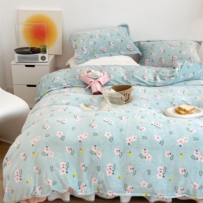 91家纺网 家纺一手货源 找家纺 昔可家纺 2021新款牛奶绒四件套-三批 花漾