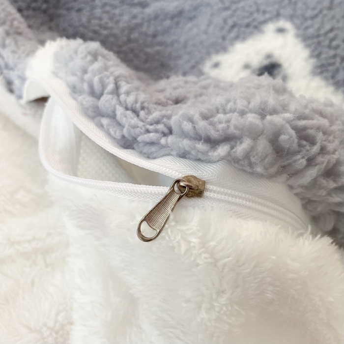 91家纺网 家纺一手货源 找家纺 昔可 2021新款泰迪羊羔绒四件套 灰底白熊