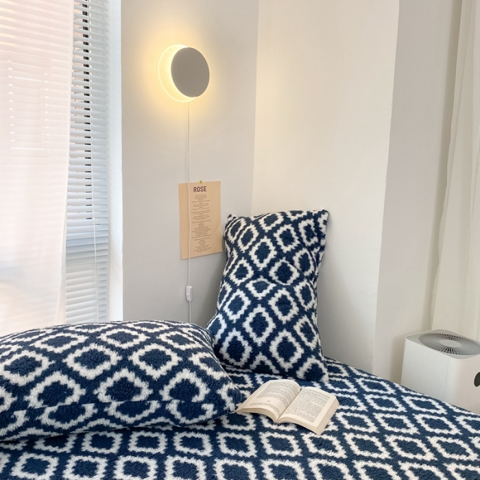 91家纺网 家纺一手货源 找家纺 昔可 2021新款泰迪羊羔绒四件套 简约菱格