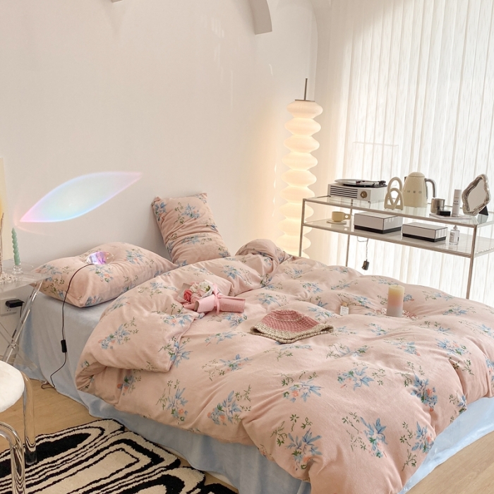 91家纺网 家纺一手货源 找家纺 （总）昔可家纺 2021新款牛奶绒四件套-老花色