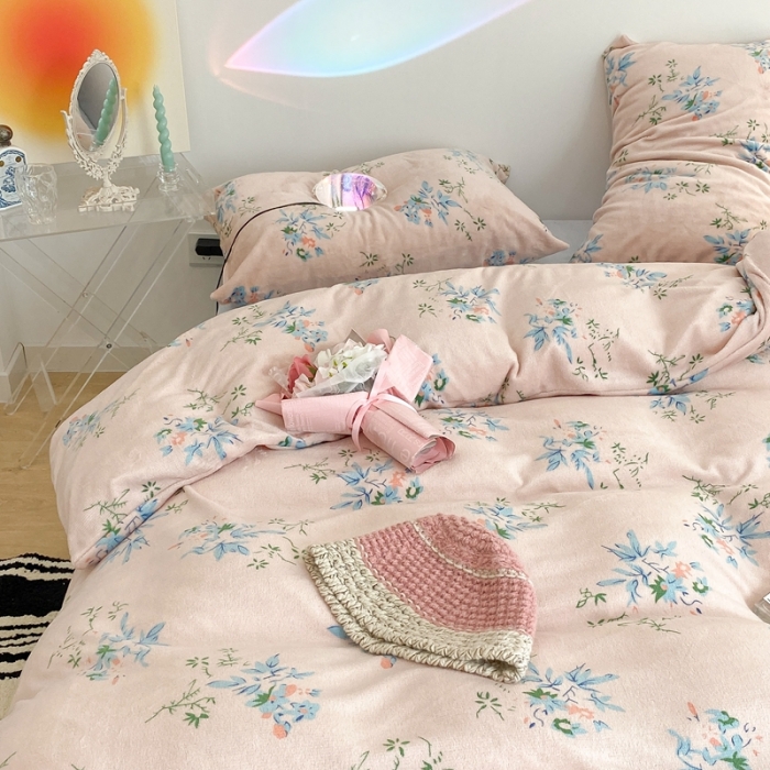 91家纺网 家纺一手货源 找家纺 （总）昔可家纺 2021新款牛奶绒四件套-老花色