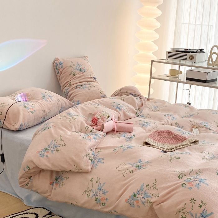 91家纺网 家纺一手货源 找家纺 （总）昔可家纺 2021新款牛奶绒四件套-老花色