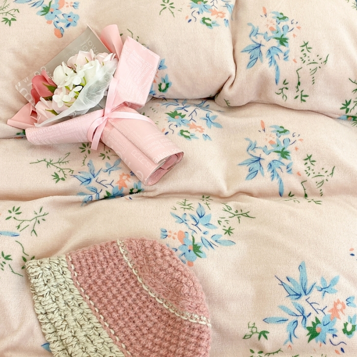 91家纺网 家纺一手货源 找家纺 昔可家纺 2021新款牛奶绒四件套-老花色 缤纷小花花