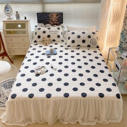 昔可家纺 2021新款秋冬超仙牛奶宝宝绒床裙 大波点