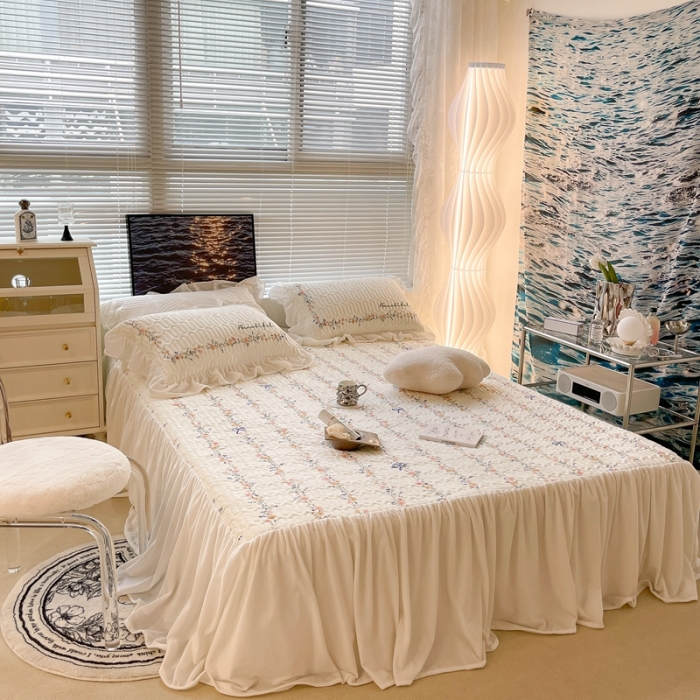 91家纺网 家纺一手货源 找家纺 昔可家纺 2021新款秋冬超仙牛奶宝宝绒床裙 法曼