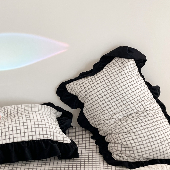 91家纺网 家纺一手货源 找家纺 （总）昔可 2021新款黑色花边牛奶绒四件套