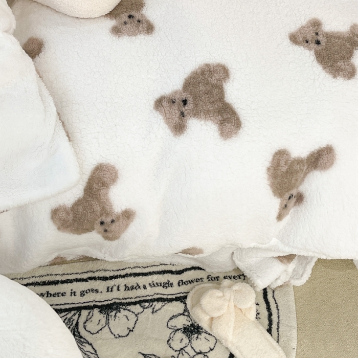 91家纺网 家纺一手货源 找家纺 昔可家纺 2021新款泰迪羊羔绒印花四件套韩国小熊