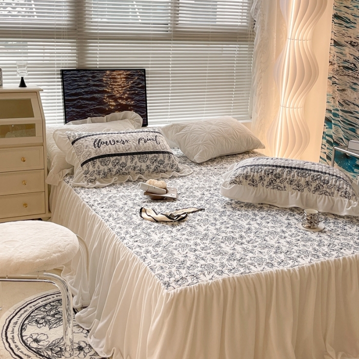 91家纺网 家纺一手货源 找家纺 昔可家纺 2021新款秋冬超仙牛奶宝宝绒床裙 小山茶 黑