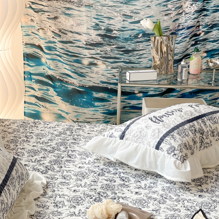 91家纺网 家纺一手货源 找家纺 昔可家纺 2021新款秋冬超仙牛奶宝宝绒床裙 小山茶 黑