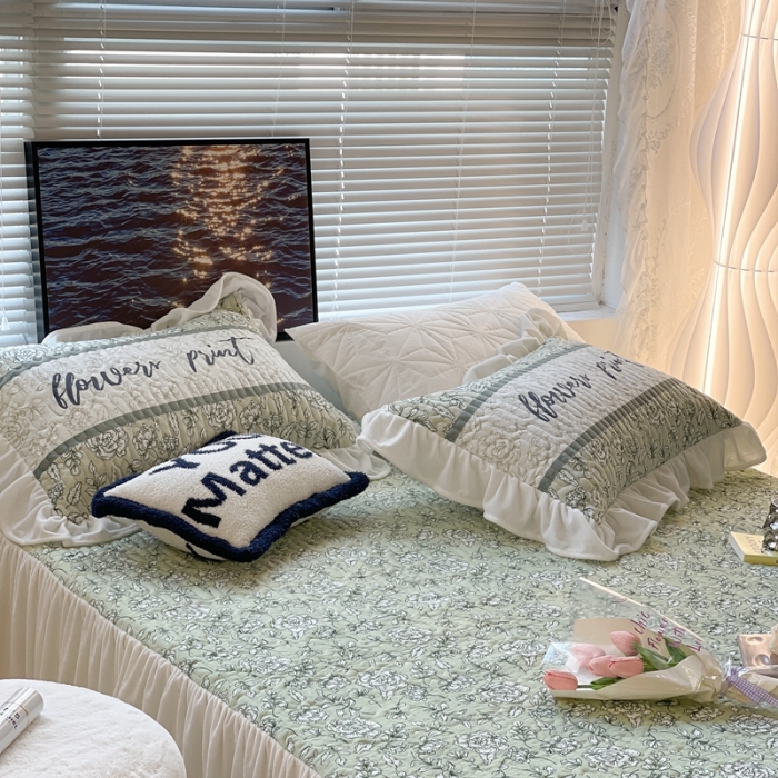 91家纺网 家纺一手货源 找家纺 昔可家纺 2021新款秋冬超仙牛奶宝宝绒床裙 小山茶 绿