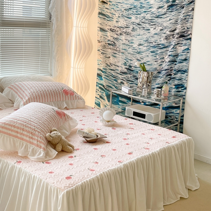 91家纺网 家纺一手货源 找家纺 昔可家纺 2021新款秋冬超仙牛奶宝宝绒床裙 元气小小桔