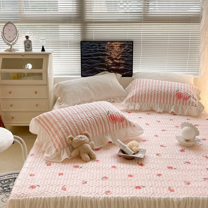 91家纺网 家纺一手货源 找家纺 昔可家纺 2021新款秋冬超仙牛奶宝宝绒床裙 元气小小桔