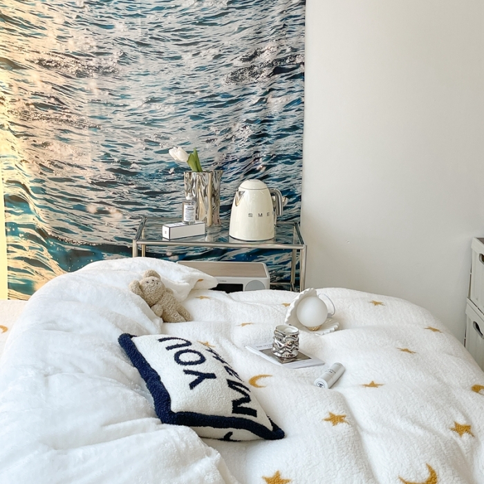 91家纺网 家纺一手货源 找家纺 昔可家纺 2021新款泰迪羊羔绒印花四件套金色星星月亮