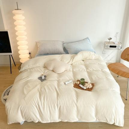 91家纺网 家纺一手货源 找家纺 （总）昔可家纺 2021新款撞色牛奶绒四件套