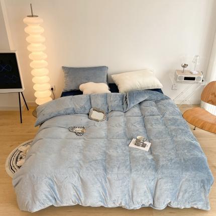 91家纺网 家纺一手货源 找家纺 （总）昔可家纺 2021新款撞色牛奶绒四件套