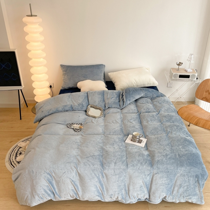 91家纺网 家纺一手货源 找家纺 （总）昔可家纺 2021新款撞色牛奶绒四件套