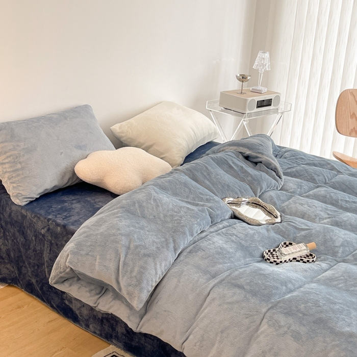 91家纺网 家纺一手货源 找家纺 （总）昔可家纺 2021新款撞色牛奶绒四件套