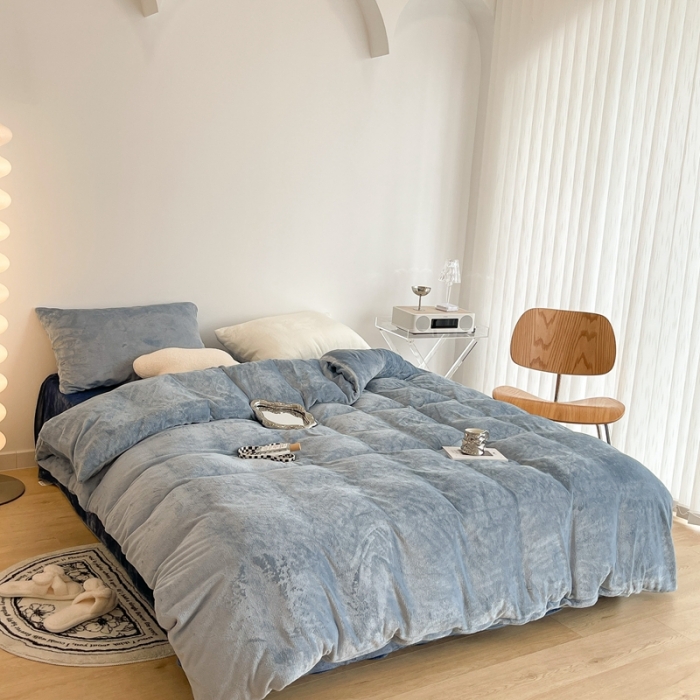 91家纺网 家纺一手货源 找家纺 （总）昔可家纺 2021新款撞色牛奶绒四件套