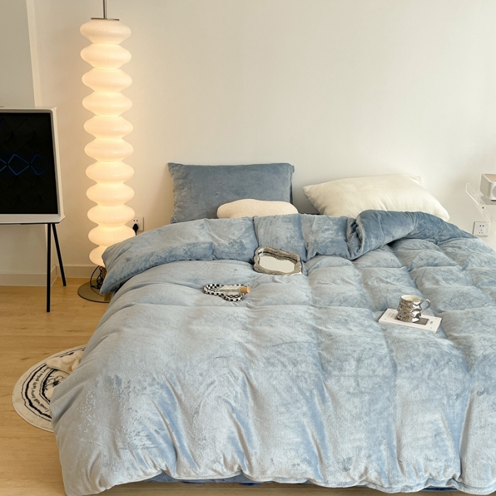 91家纺网 家纺一手货源 找家纺 （总）昔可家纺 2021新款撞色牛奶绒四件套