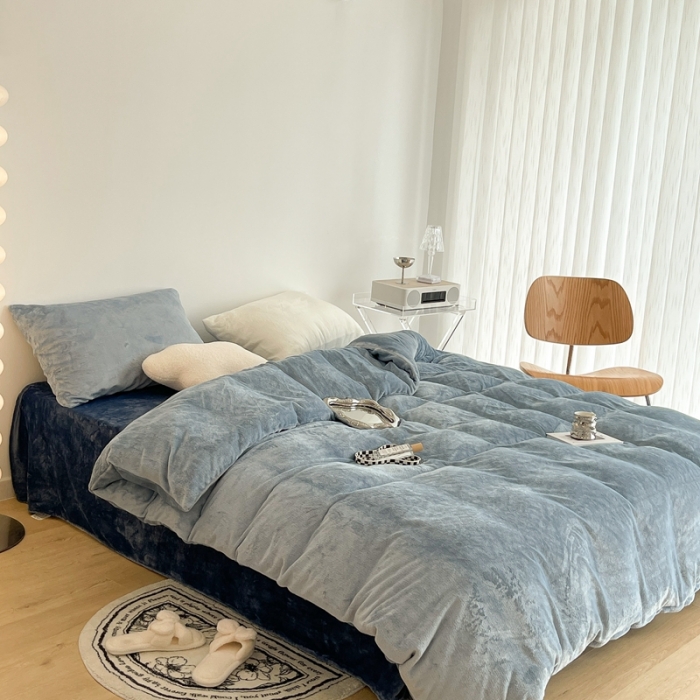 91家纺网 家纺一手货源 找家纺 （总）昔可家纺 2021新款撞色牛奶绒四件套