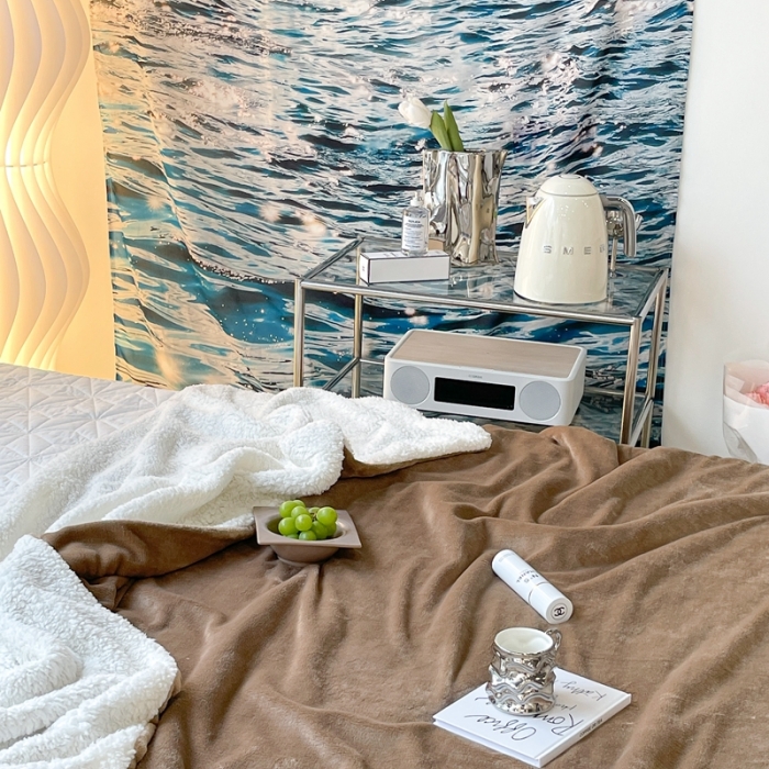 91家纺网 家纺一手货源 找家纺 昔可家纺 2021新款素色牛奶绒羊羔绒毛毯 复古棕