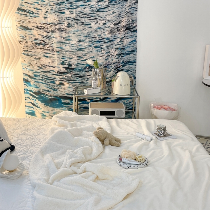 91家纺网 家纺一手货源 找家纺 昔可家纺 2021新款素色牛奶绒羊羔绒毛毯 奶霜白