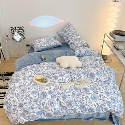 91家纺网 家纺一手货源 找家纺 （总）昔可家纺 2021新款棉加牛奶绒四件套