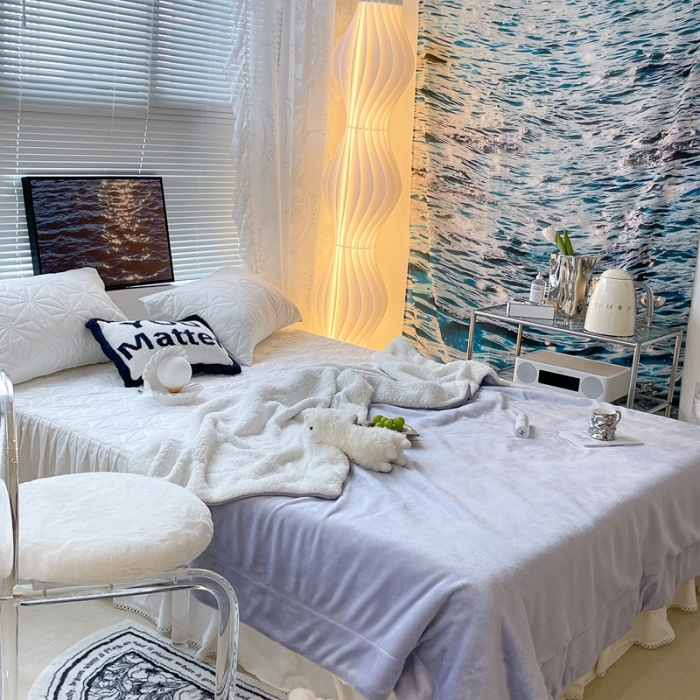 91家纺网 家纺一手货源 找家纺 昔可家纺 2021新款素色牛奶绒羊羔绒毛毯 奶油紫