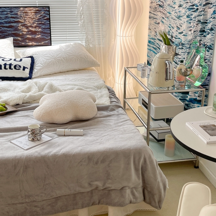 91家纺网 家纺一手货源 找家纺 昔可家纺 2021新款素色牛奶绒羊羔绒毛毯 香奶奶灰