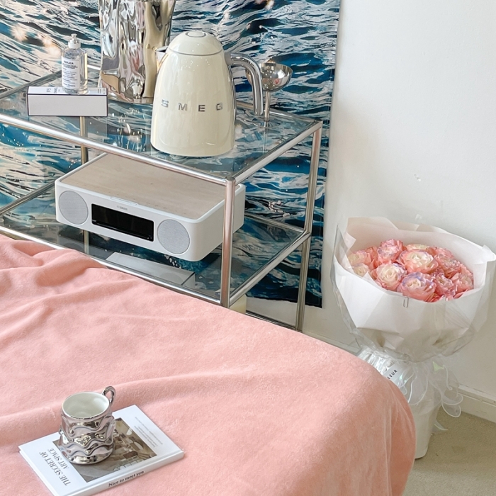 91家纺网 家纺一手货源 找家纺 昔可家纺 2021新款素色牛奶绒羊羔绒毛毯 烟雾粉